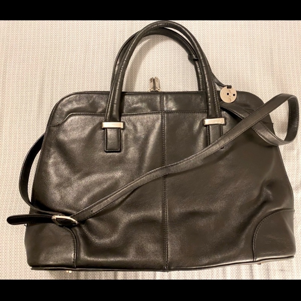 KNOMO Black Leather computer/briefcase